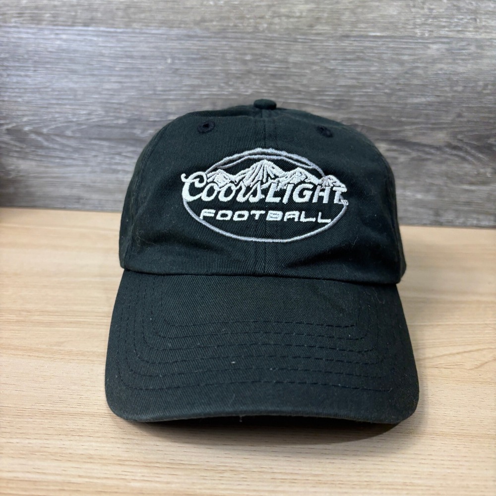 Coors Light Hat Cap Strap Back Black Beer Brewing Football Adjustable